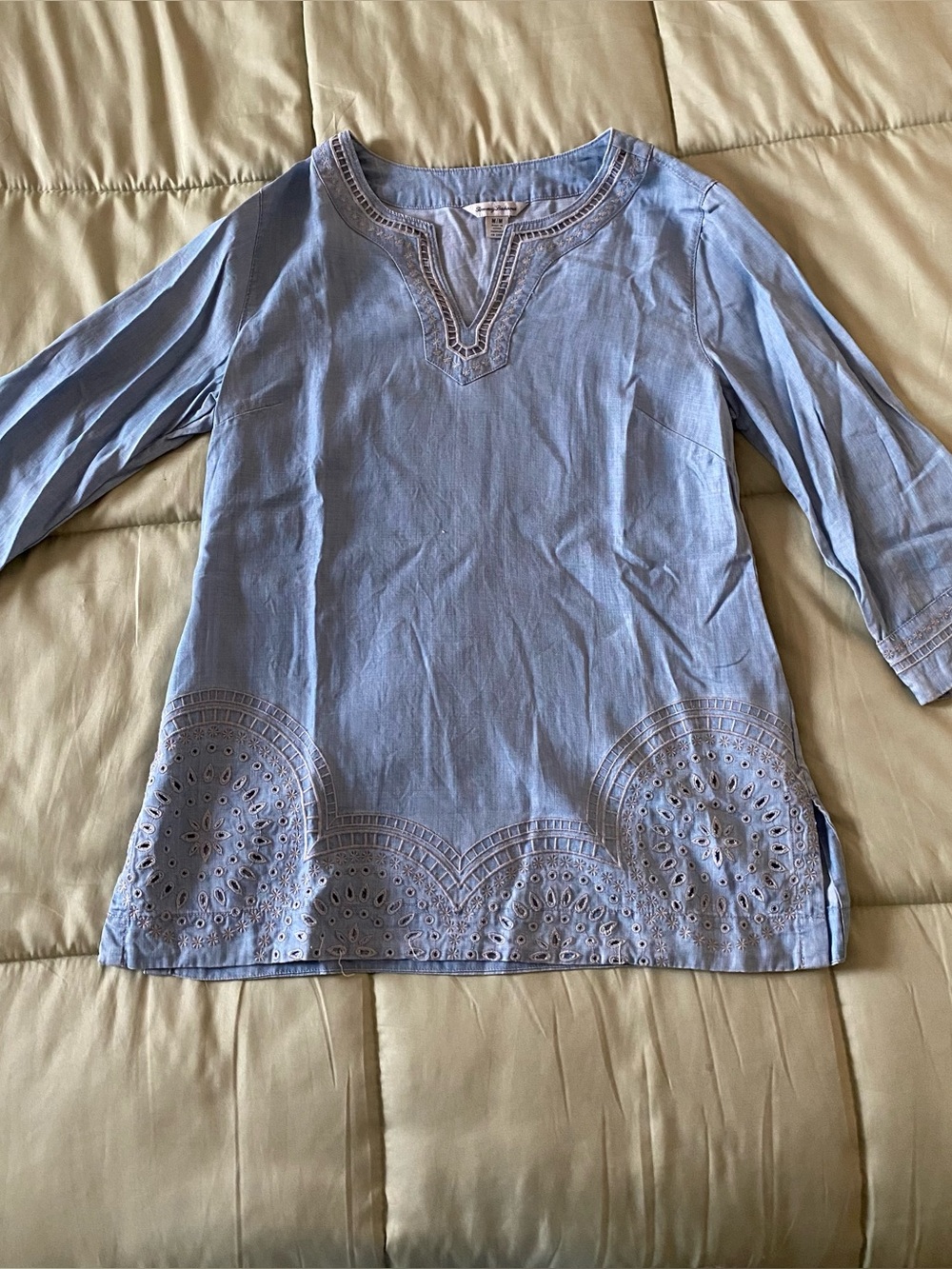 Tommy Bahama Light Blue Eyelet Tunic Top - Women